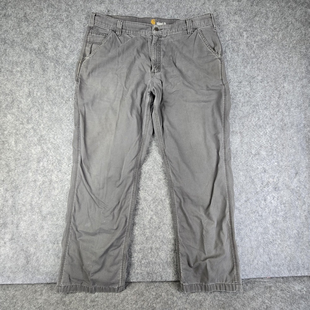 Carhartt Pants Mens 40x31 Gray Relaxed Fit Stretch Canvas Carpenter 103342-039